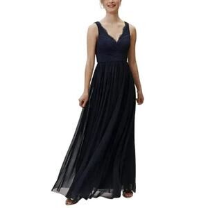 NEW Anthropologie BHLDN Hitherto Fleur Dress Navy Blue Lace Tulle Gown  SZ 4